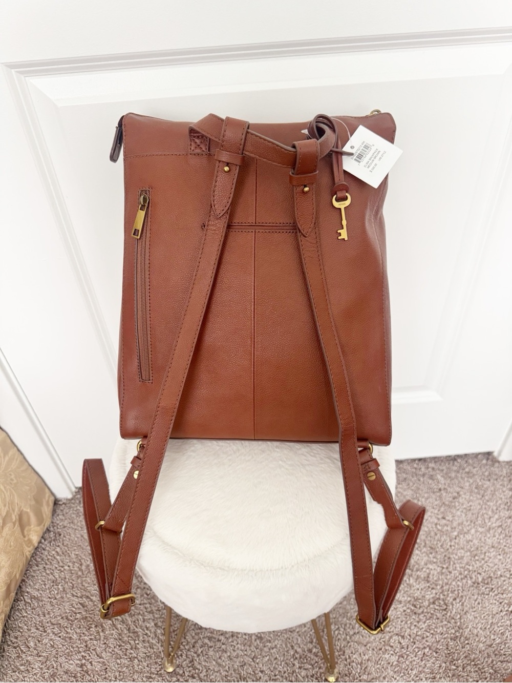 Fossil Elina Large Convertible Backpack Brown Leather - Picture 5 of 10